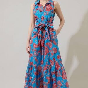 Sugarlips Ripon Floral Cileah Collared Maxi‎ Dress Size L Cotton Paisley
